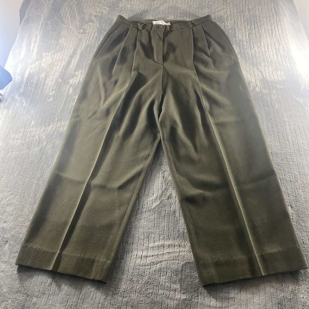 Anne Klein Olive Green Pleated Dress Pants